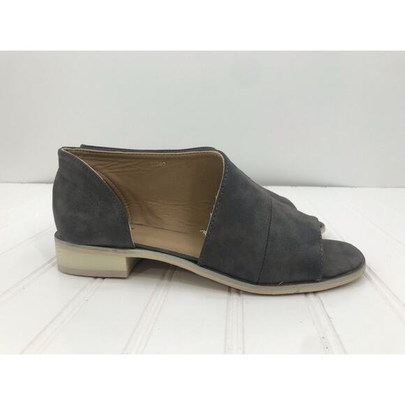 Journee Collection Gray Open Toe D'Orsay Stacked Heel Slip On Shoe Size 7 - Picture 2 of 9